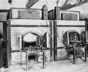 Ovens inside the crematorium at the Dachau concentration camp